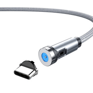 Câble de chargement de données rotatif CC56 USB vers Type-C / USB-C à interface magnétique avec prise anti-poussière, longueur du câble : 2 m (argent) SH502C1680-20